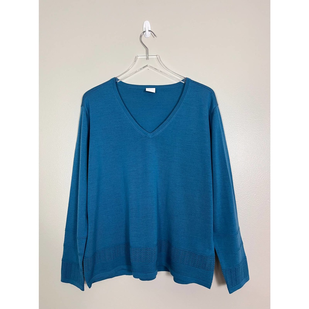 Ping Teal V-Neck Blouse